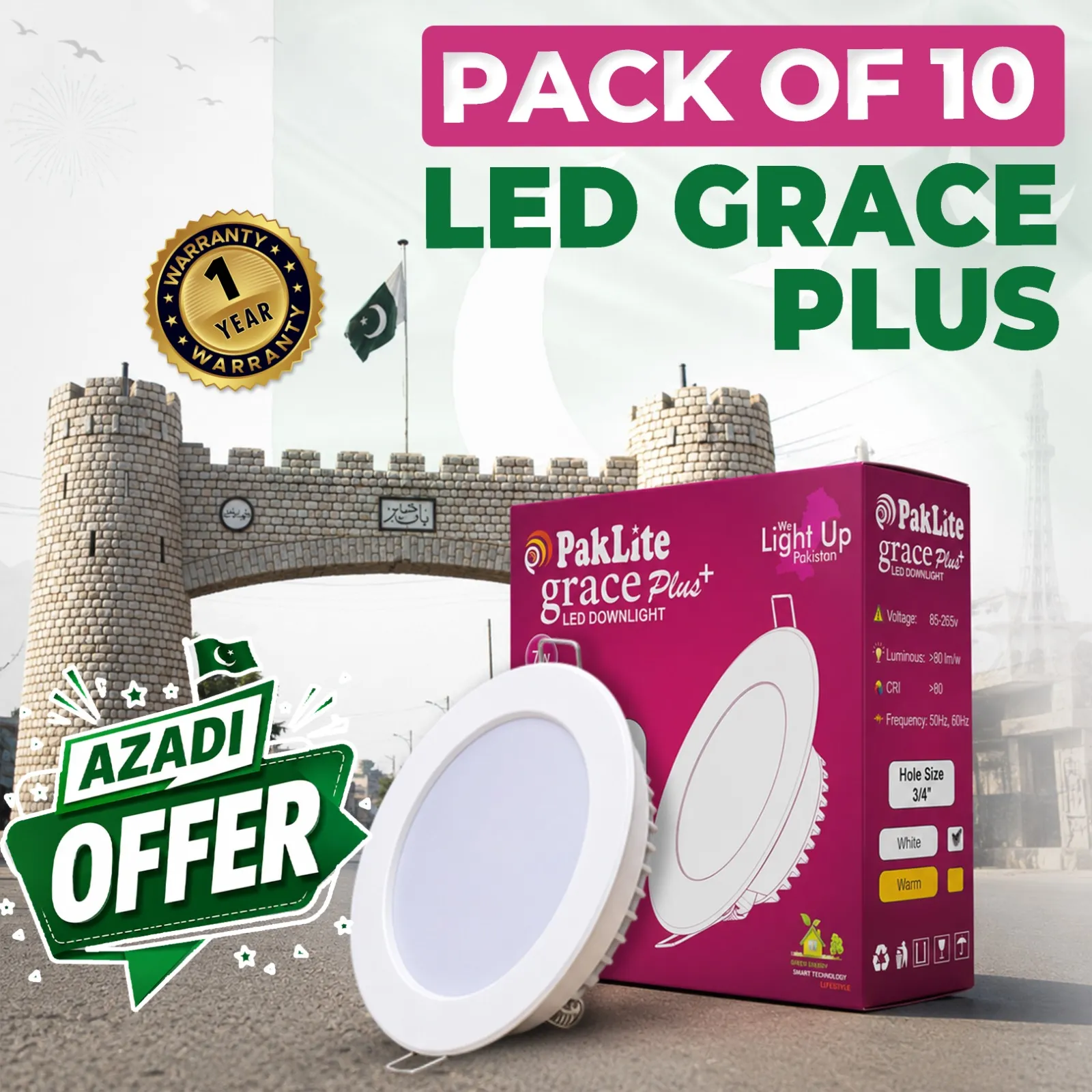 Pack of 10 LED Grace Plus Downlight