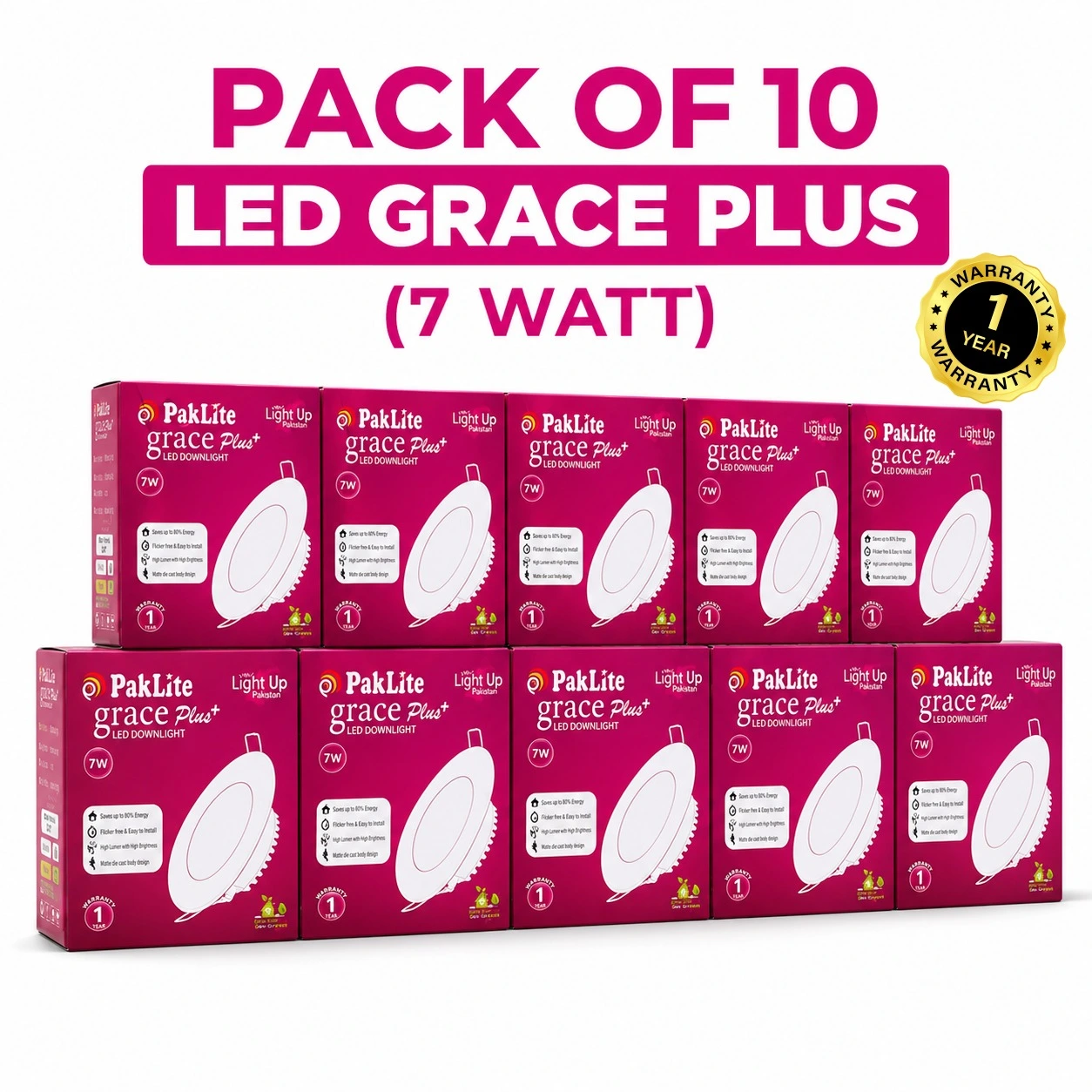 Pack of 10 LED Grace Plus 7w (1)